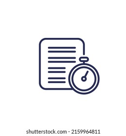 Timesheet Line Icon, Document And Stopwatch