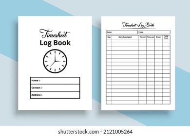 Timesheet Log Book Interior. Business Schedule Management Notebook Template. Notebook Interior. Office Employee Timesheet Management Journal Interior. Time Schedule Journal Template.