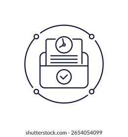 Hoja de horas, icono de seguimiento de tiempo en diseño de línea