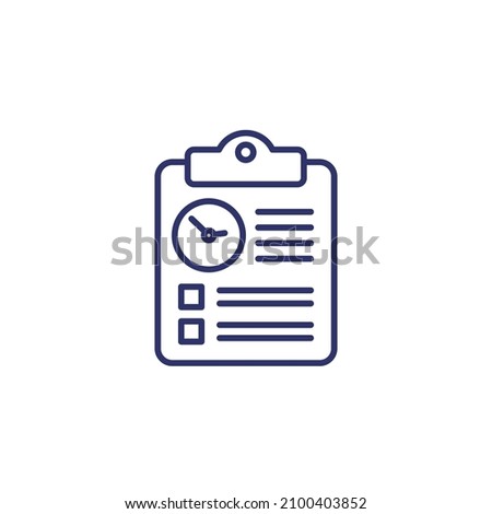 timesheet, time tracking line icon