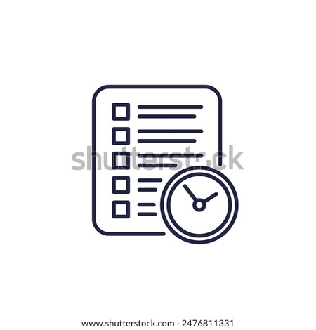 timesheet and time tracking line icon, vector