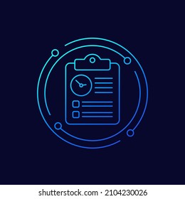 Timesheet, Time Tracking Line Vector Icon