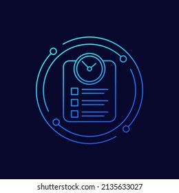 Timesheet And Time Tracking Line Vector Icon