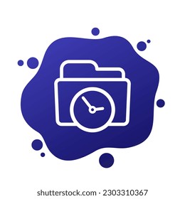 timesheet, time tracking vector icon with a folder