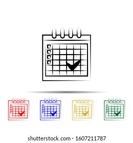 timestamp in calendar multi color style icon. Simple thin line, outline vector of wedding icons for ui and ux, website or mobile application