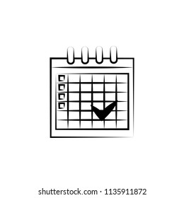 timestamp in calendar sketch illustration. Element of wedding icon for mobile concept and web apps. Sketch style timestamp in calendar icon can be used for web and mobile on white background