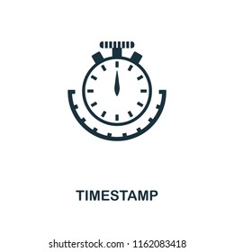 Timestamp icon. Monochrome style design from crypto currency collection. UI. Pixel perfect simple pictogram timestamp icon. Web design, apps, software, print usage.