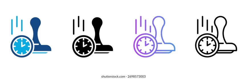Timestamp Icon Multiple Style Vector Illustration
