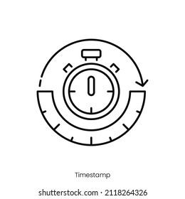 timestamp icon. Outline style icon design isolated on white background