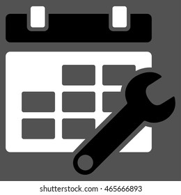 Timetable Adjustment vector icon. Style is bicolor flat symbol, black and white colors, rounded angles, gray background.