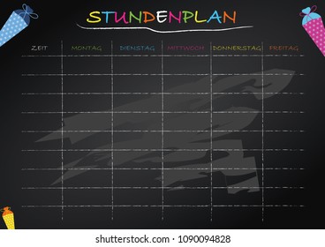 
Timetable - chalkboard green in german language