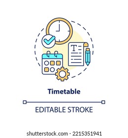 Timetable concept icon. Schedule of running testing session. Plan research time abstract idea thin line illustration. Isolated outline drawing. Editable stroke. Arial, Myriad Pro-Bold fonts used