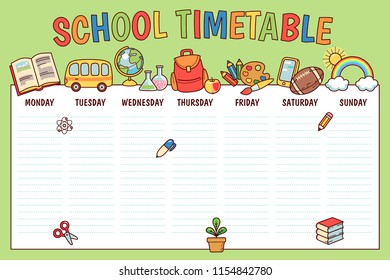 4,100 School timetable cartoons Images, Stock Photos & Vectors ...