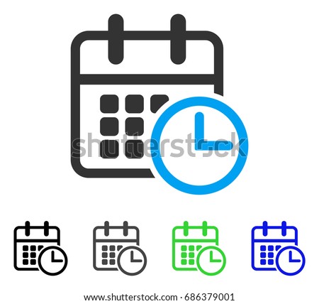 Timetable flat vector icon. Colored timetable gray, black, blue, green icon versions. Flat icon style for application design.