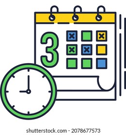 Fahrplan-Symbol Terminplan Kalendervektor. Datums- und Uhrzeitplan. Frist, Studienprogramm, Tagesplaner-Symbol