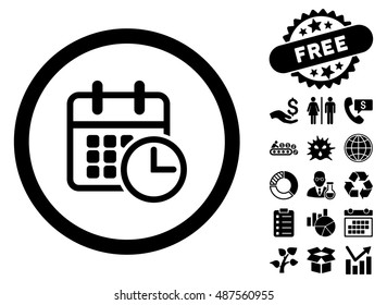 Timetable icon with free bonus clip art. Vector illustration style is flat iconic symbols, black color, white background.