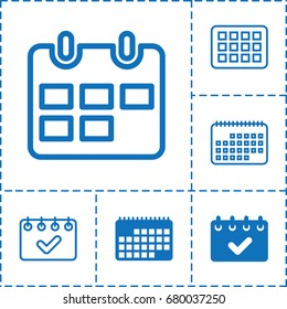 Timetable icon. set of 6 timetable filled and outline icons such as