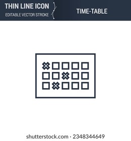 Timetable Icon - Thin Line Business Symbol. Perfect for Web Design. High-Quality Outline Vector Concept. Premium, Minimalist, Elegant Logo.
