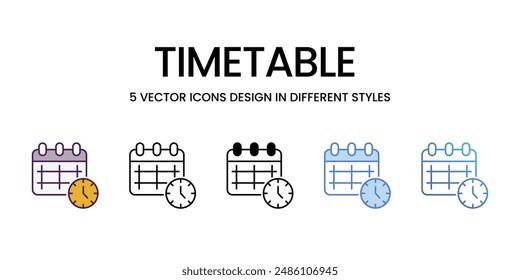 Timetable icons vector set stock illustration.
