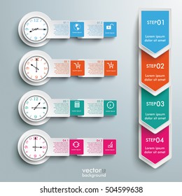 Timetable infographic on the gray background. Eps 10 vector file.