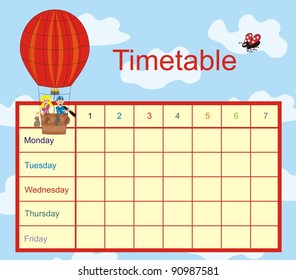 Timetable - kids at balloon, vector