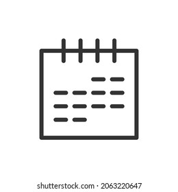 Timetable line icon, sign or symbol. Premium pictogram in trendy outline style. Timetable pixel perfect vector icon isolated on a white background. 