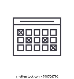 timetable linear icon, sign, symbol, vector on isolated background