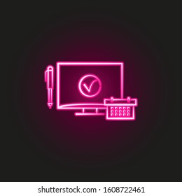 timetable neon style icon. Simple thin line, outline vector of education icons for ui and ux, website or mobile application