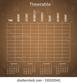 Timetable on the blackboard for any planning
