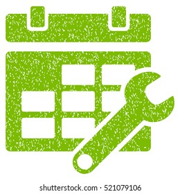 Timetable Options grainy textured icon for overlay watermark stamps. Flat symbol with unclean texture. Dotted vector eco green ink rubber seal stamp with grunge design on a white background.