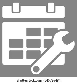 Timetable Options vector icon. Style is flat symbol, white color, rounded angles, gray background.
