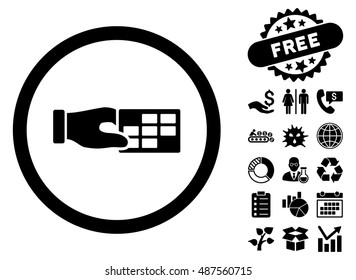 Timetable Properties icon with free bonus design elements. Vector illustration style is flat iconic symbols, black color, white background.