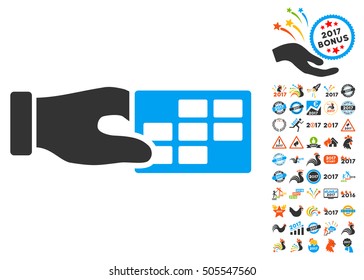 Timetable Properties pictograph with bonus 2017 new year design elements. Vector illustration style is flat iconic symbols,modern colors.