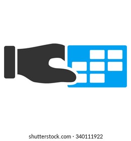 Timetable Properties vector icon. Style is bicolor flat symbol, blue and gray colors, rounded angles, white background.