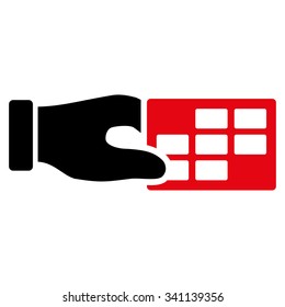 Timetable Properties vector icon. Style is bicolor flat symbol, intensive red and black colors, rounded angles, white background.