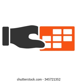 Timetable Properties vector icon. Style is bicolor flat symbol, orange and gray colors, rounded angles, white background.
