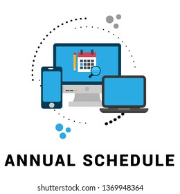 timetable or schedule graphic concept. calendar, pencil,pc and magnifying glass. can be used as design for personal study plan creation, planning and scheduling, learning time.Flat design.