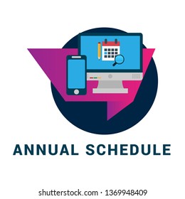 timetable or schedule graphic concept. calendar, pencil,pc and magnifying glass. can be used as design for personal study plan creation, planning and scheduling, learning time.Flat design.