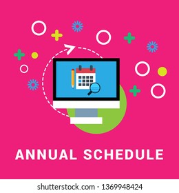 timetable or schedule graphic concept. calendar, pencil,pc and magnifying glass. can be used as design for personal study plan creation, planning and scheduling, learning time.Flat design.