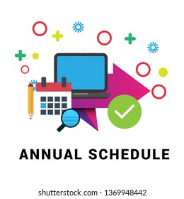 timetable or schedule graphic concept. calendar, pencil,pc and magnifying glass. can be used as design for personal study plan creation, planning and scheduling, learning time.Flat design.