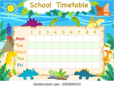 The timetable is the schedule of lessons in the school. Dinosaurs of the Jurassic period