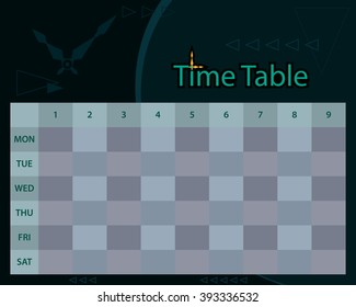 Timetable Schedule Planner Vector Illustration