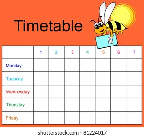 Timetable for school children, vector illustration