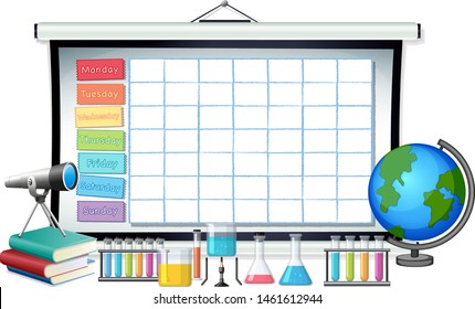 Timetable school planning with characters illustration
