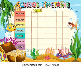 Planificación escolar de horarios con ilustración de caracteres
