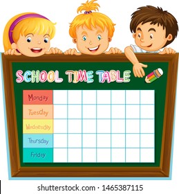 Timetable school planning with characters illustration