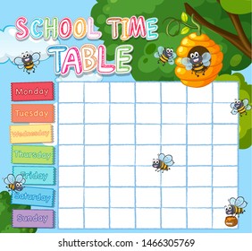 Timetable school planning with characters illustration