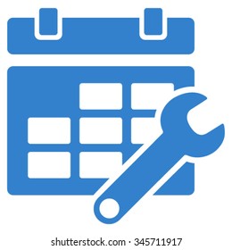 Timetable Settings vector icon. Style is flat symbol, cobalt color, rounded angles, white background.
