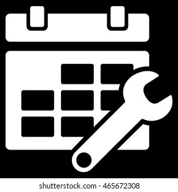 Timetable Setup vector icon. Style is flat symbol, white color, rounded angles, black background.