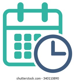 Timetable vector icon. Style is bicolor flat symbol, cobalt and cyan colors, rounded angles, white background.